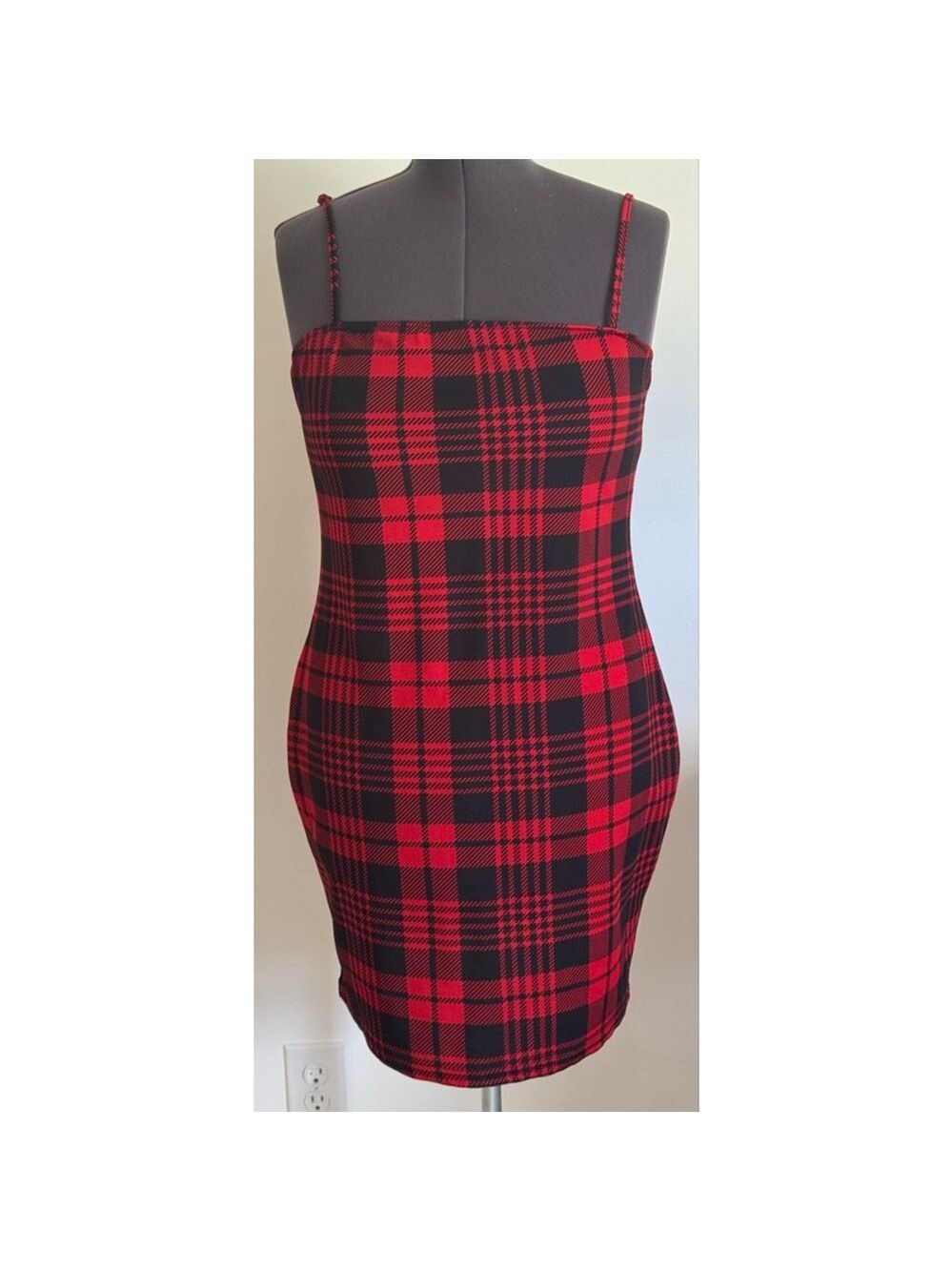 Women's SHEIN Plaid Mini Dress Red/Black Size 1X